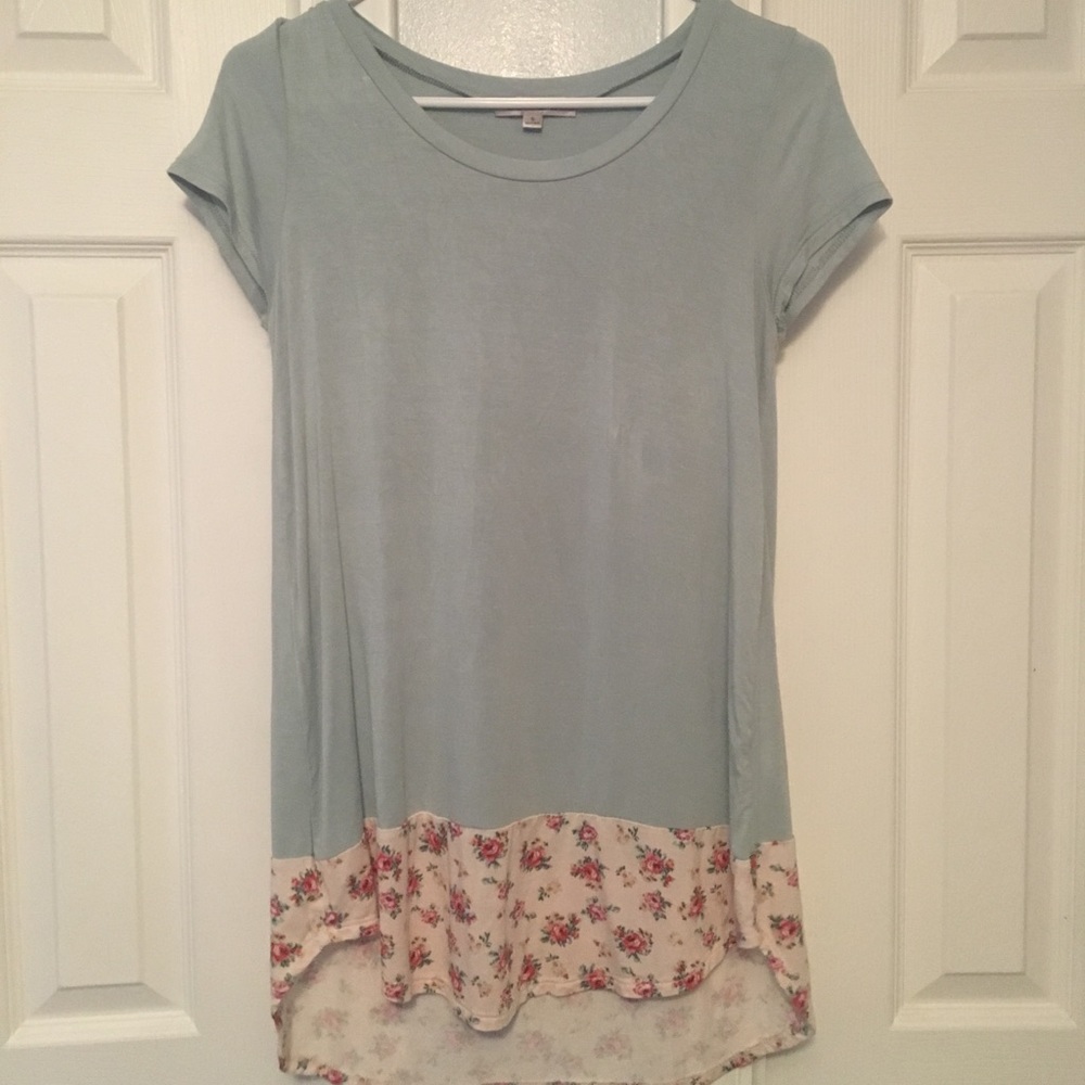 Floral and mint shirt